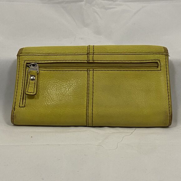Fossil Yellow Marlow Trifold Leather Wallet - Picture 2 of 6